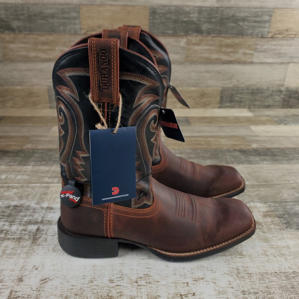 Durango Westward Mens Boots Sz 9.5 M Brown Leather Performance Square Toe